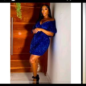 Matopeda Atelier Sharon blue Sequin Wrap Dress - Mini as seen on porsha Williams